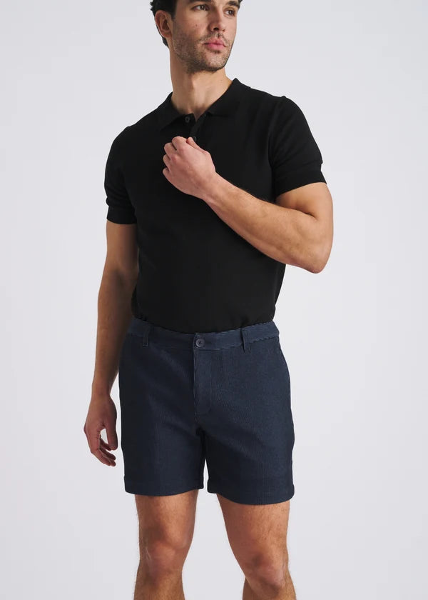 6" Inseam Stretch Knit Chino Shorts - Navy Pinstripe