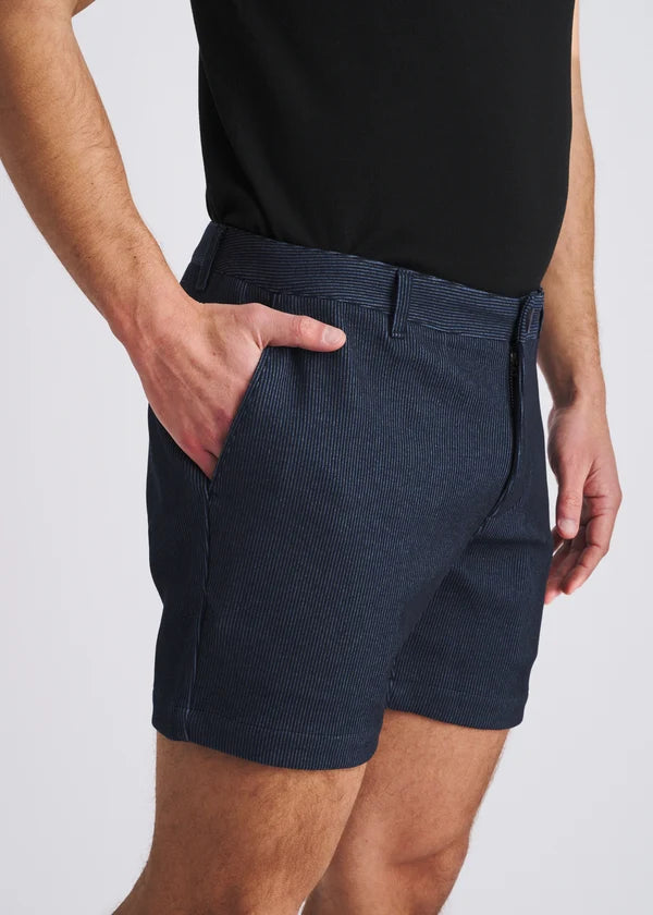 6" Inseam Stretch Knit Chino Shorts - Navy Pinstripe