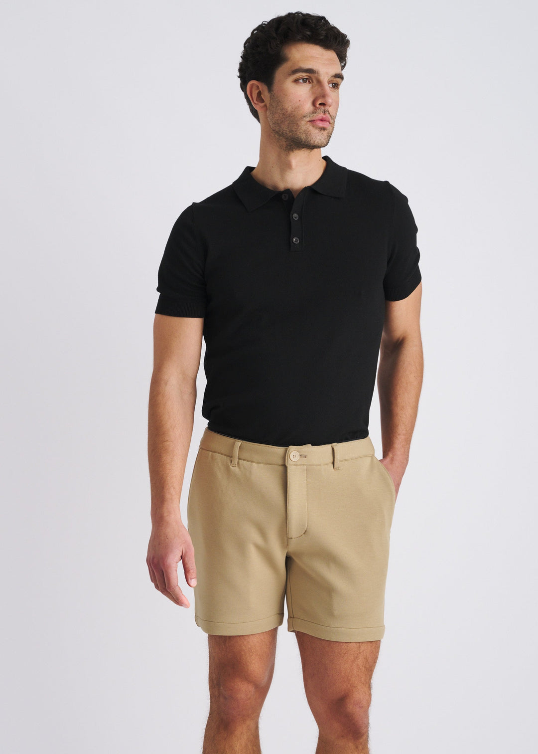Khaki 6" Inseam Stretch Knit Chino Shorts Pm-2558