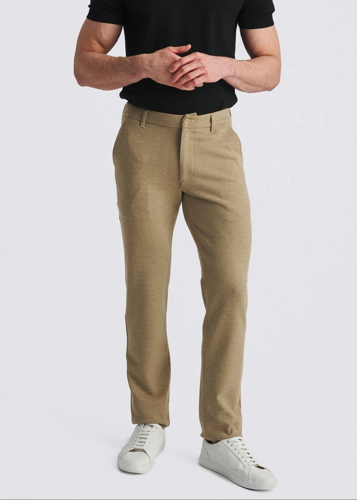 Wool-Look Stretch Knit Tailored Pants