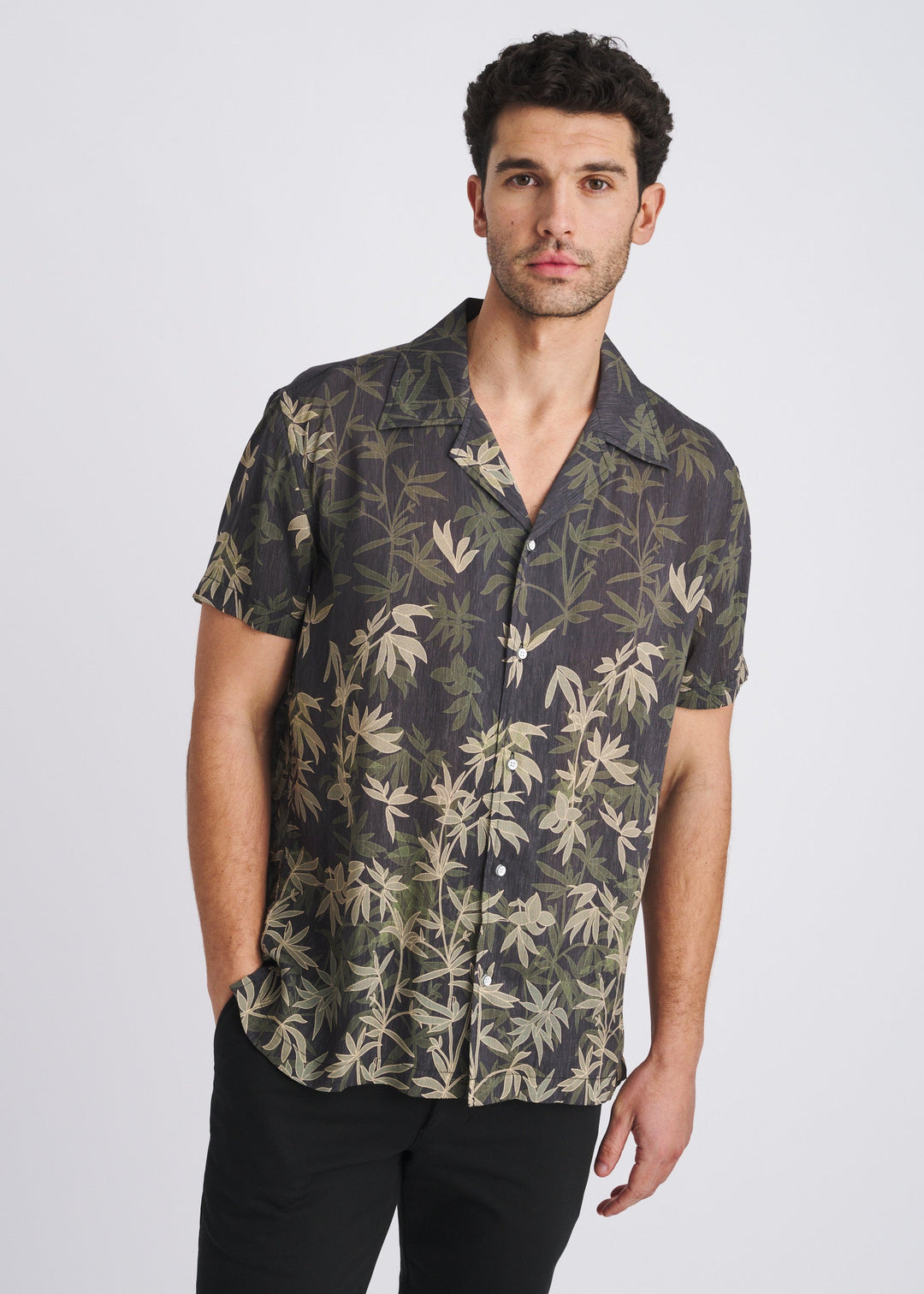 Khaki/Ranger Fauna Printed Short Sleeve Woven Modal Border Shirt Pm-49036