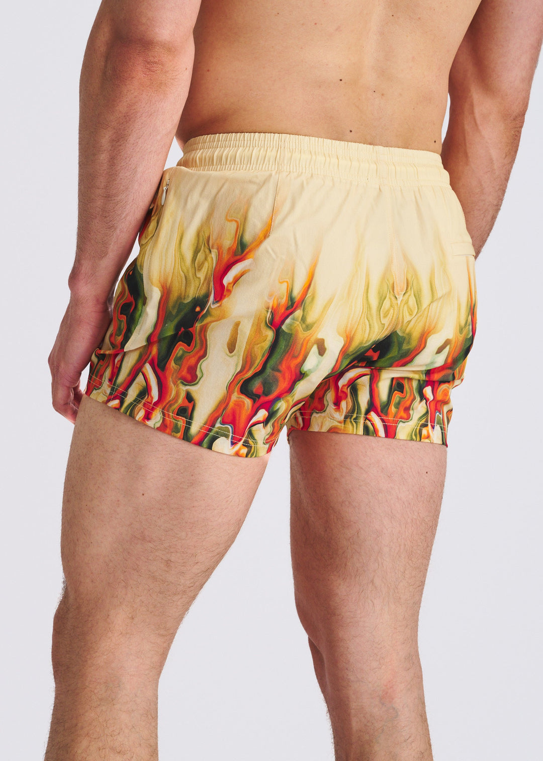 Custard/Spice Lava 2.5"Inseam Printed Swim Shorts W/Mesh Lining Pm-6002-72
