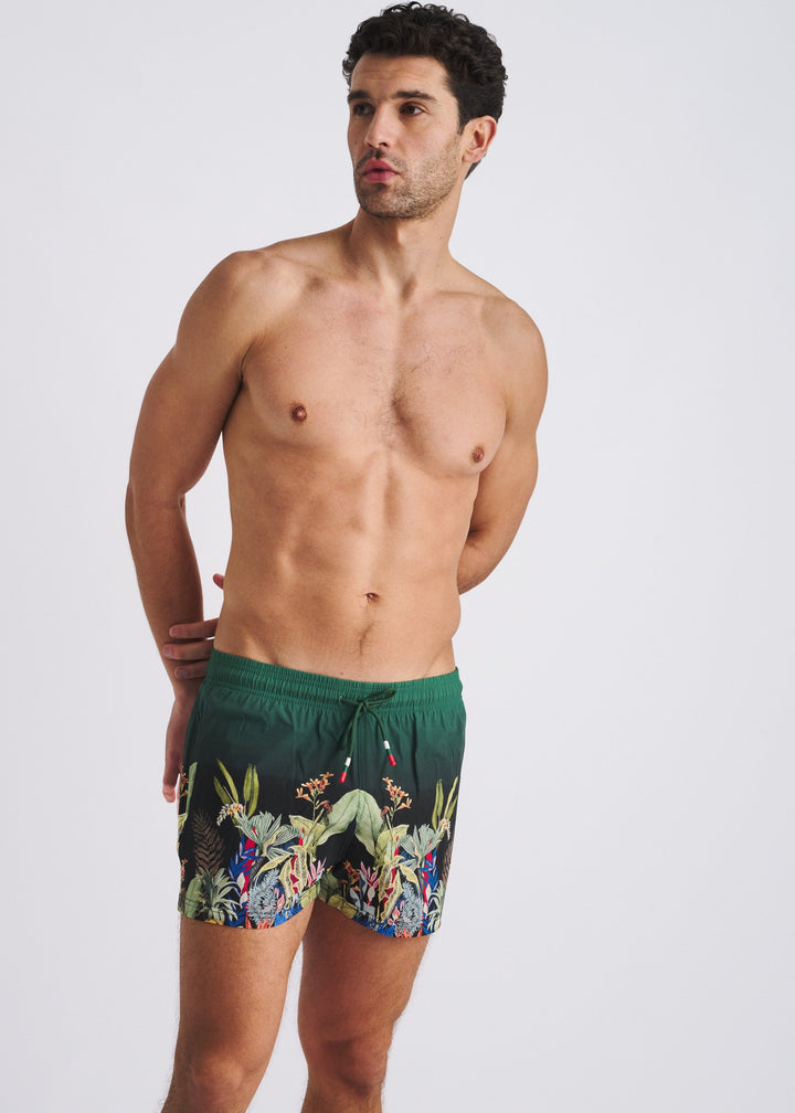 Emerald/Multi Fauna 2.5"Inseam Printed Swim Shorts W/Mesh Lining Pm-6002-73