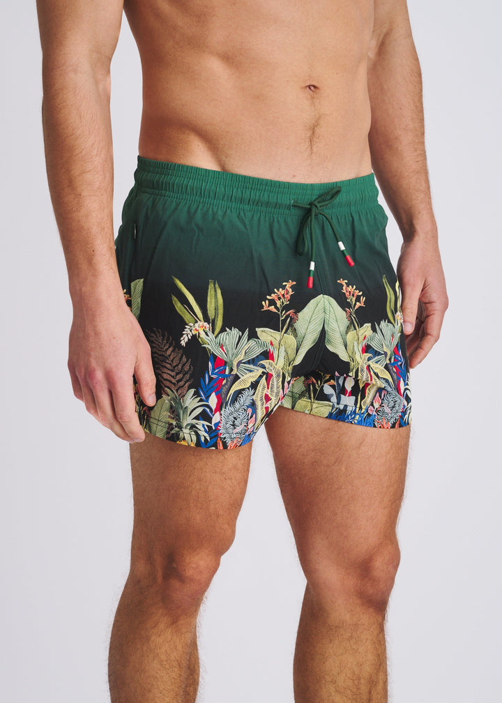 Emerald/Multi Fauna 2.5"Inseam Printed Swim Shorts W/Mesh Lining Pm-6002-73