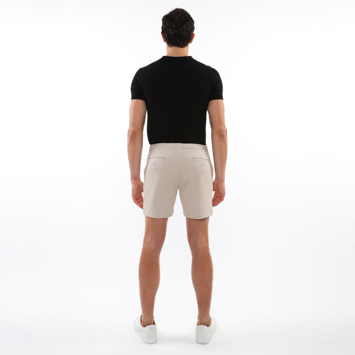 Beige 6" Inseam Textured Stretch Knit Chino Shorts PM-2530-01