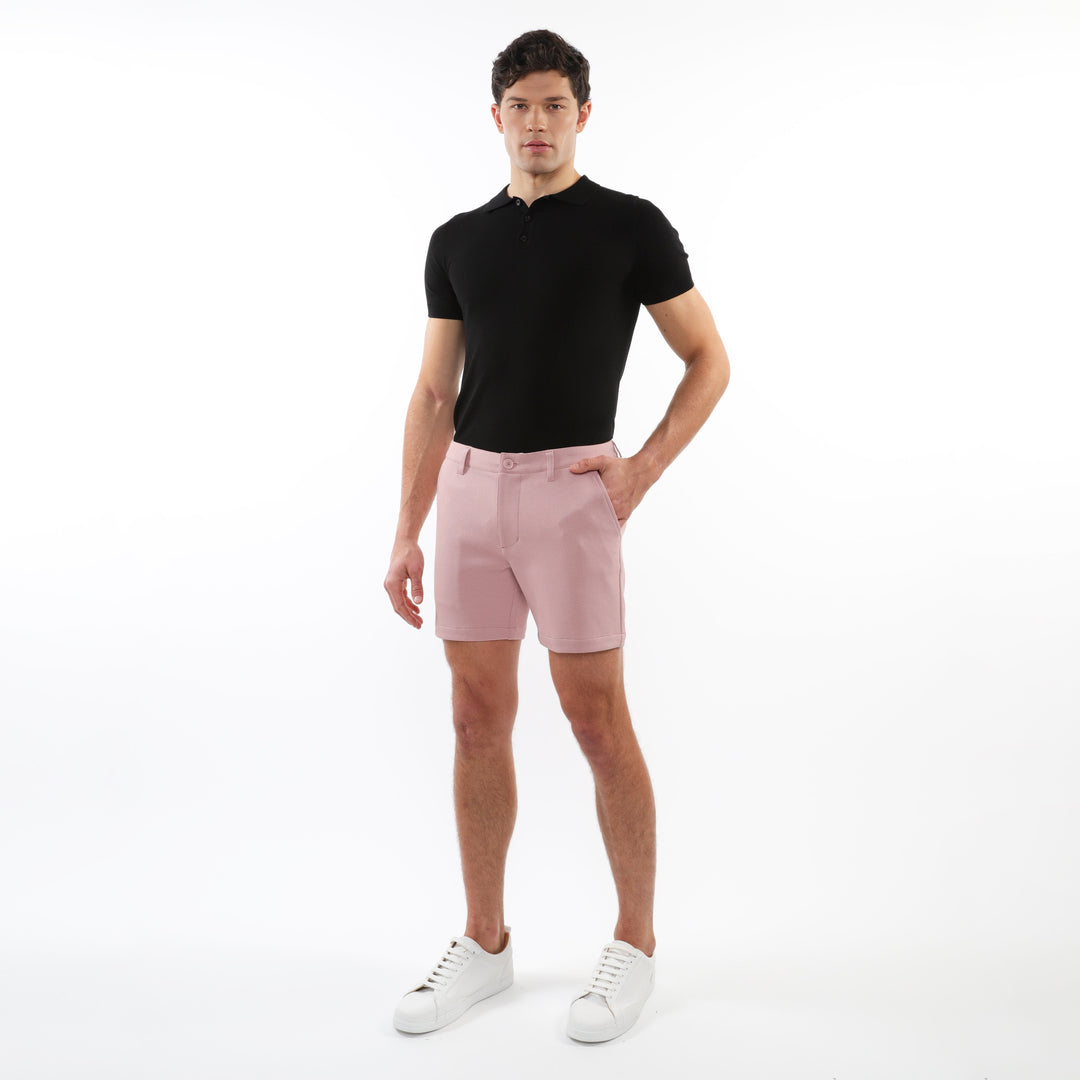 Blush 6" Inseam Textured Stretch Knit Chino Shorts PM-2530-01
