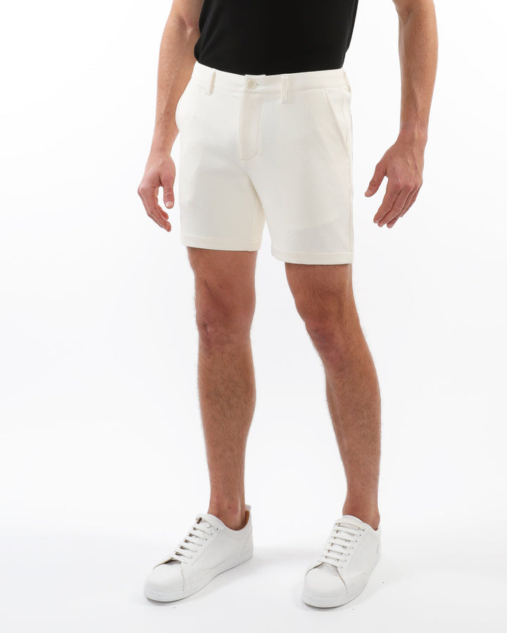 Off White 6" Inseam Textured Stretch Knit Chino Shorts PM-2530-01