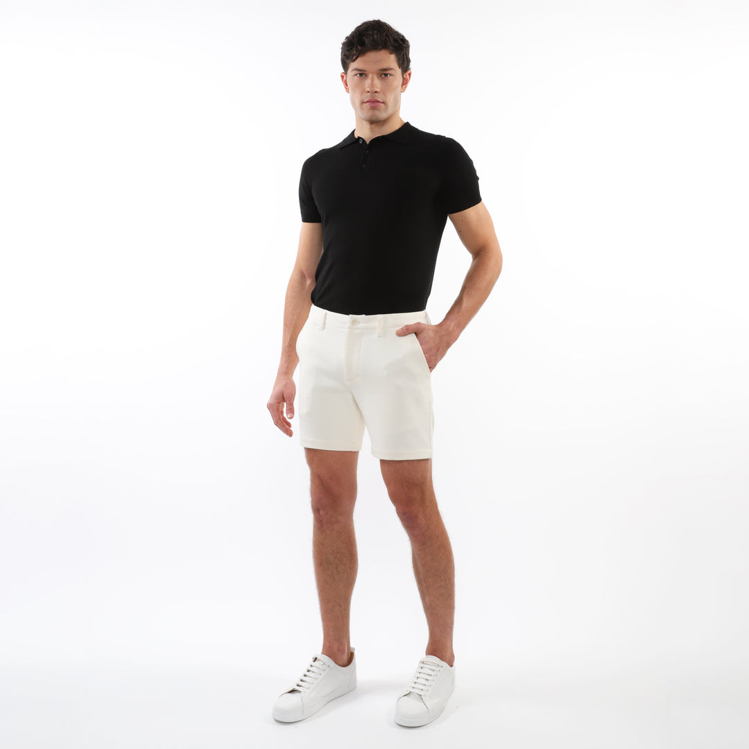 Off White 6" Inseam Textured Stretch Knit Chino Shorts PM-2530-01