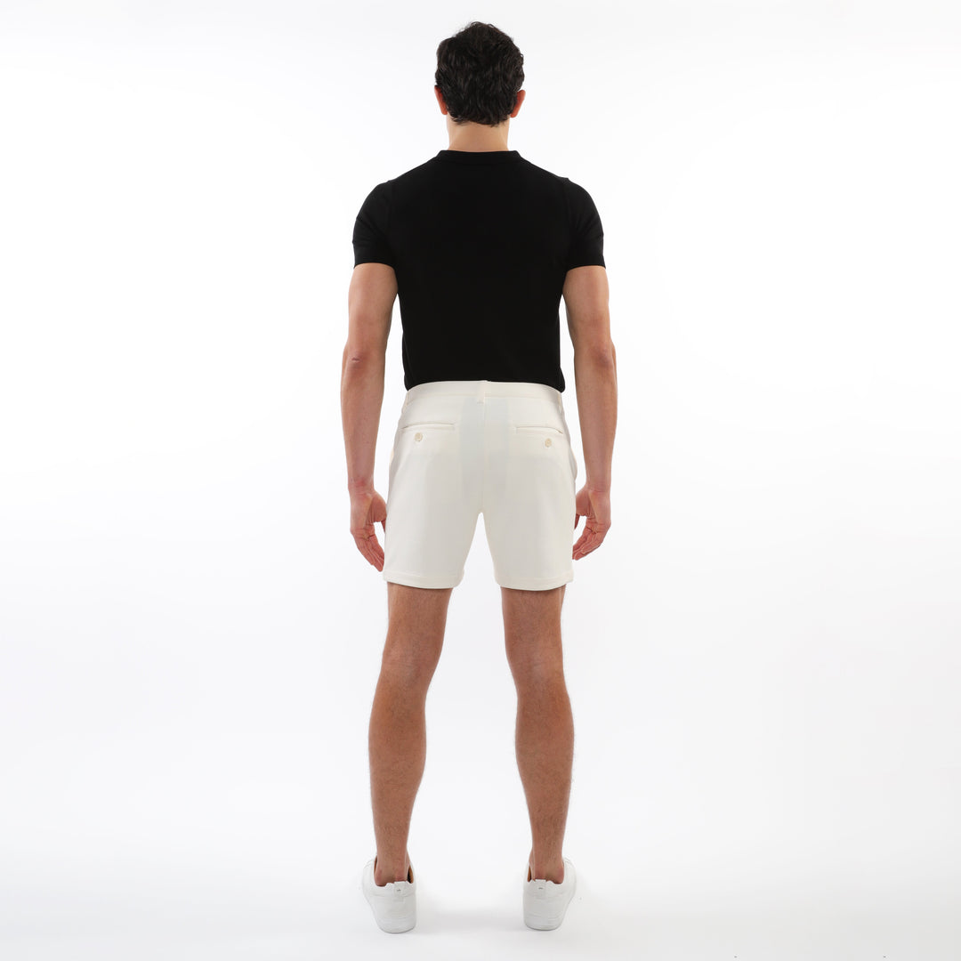 Off White 6" Inseam Textured Stretch Knit Chino Shorts PM-2530-01