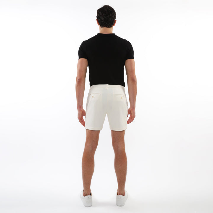 Off White 6" Inseam Textured Stretch Knit Chino Shorts PM-2530-01