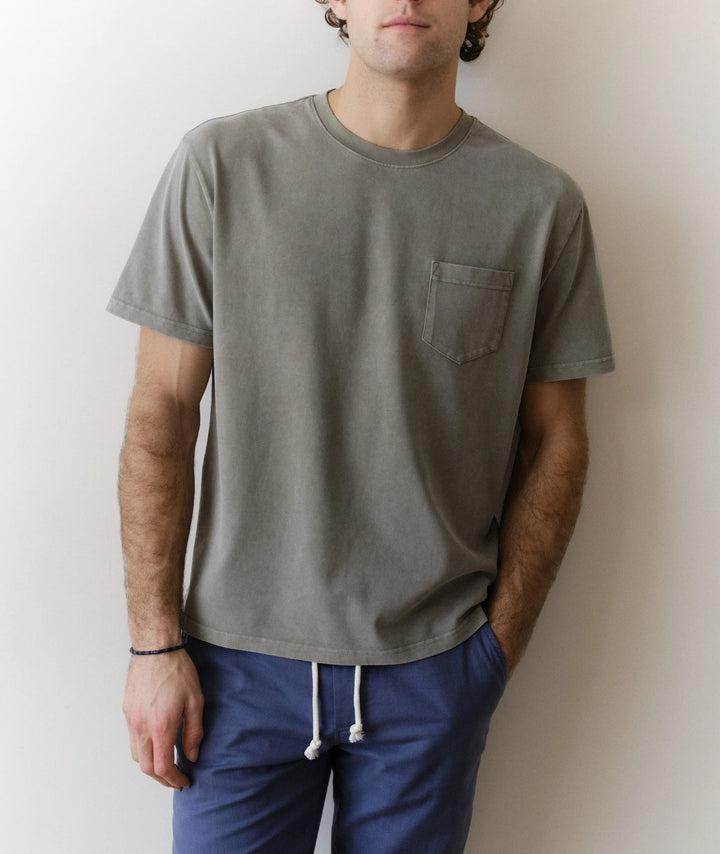 Luxe 250 Relaxed Pocket Tee Faded Green