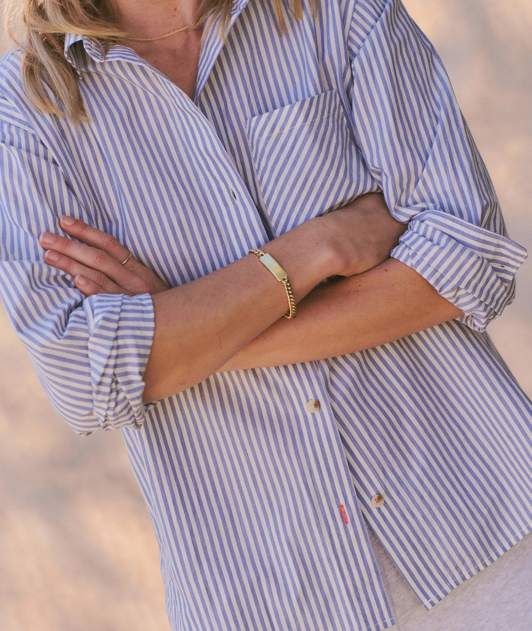 Jane Relaxed Shirt Cali Poplin Blue Stripe