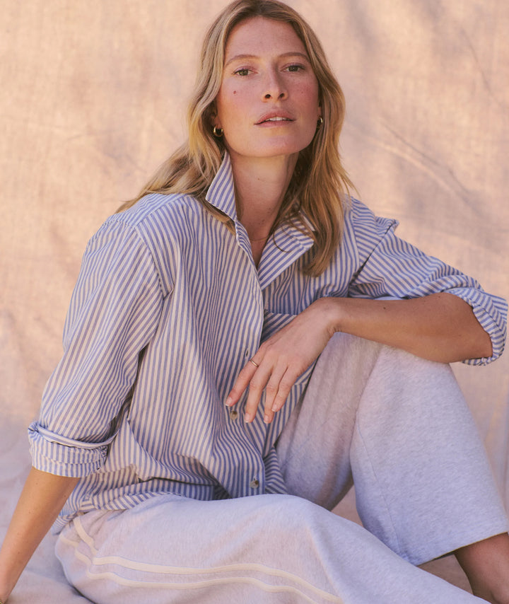 Jane Relaxed Shirt Cali Poplin Blue Stripe