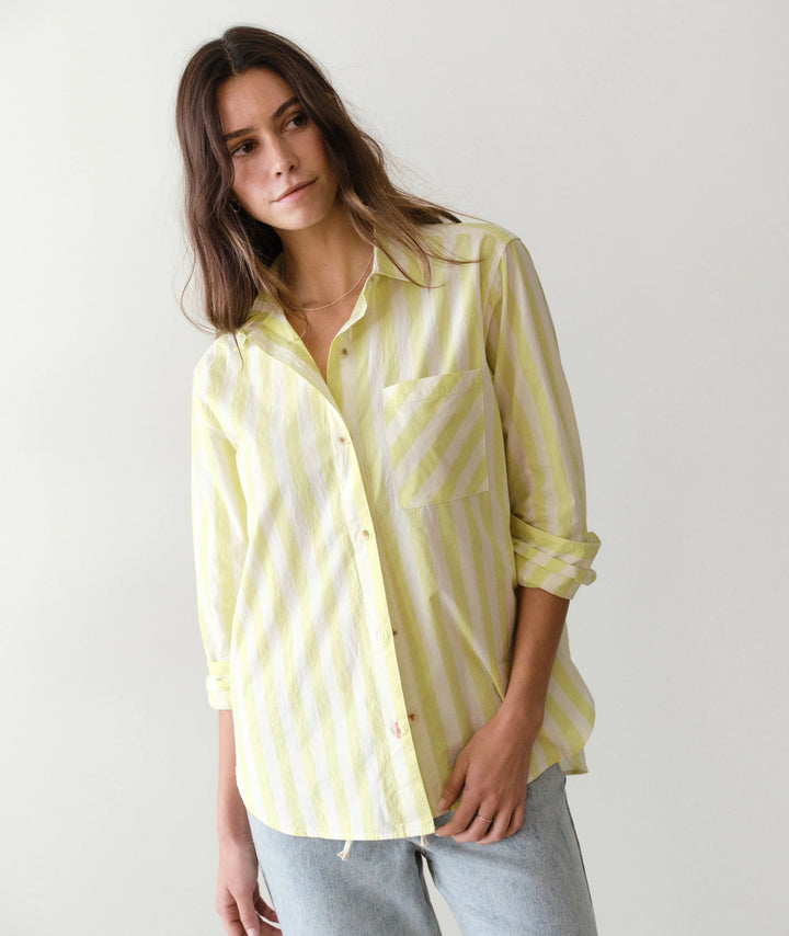 Jane Relaxed Shirt Cali Poplin Lime Stripe