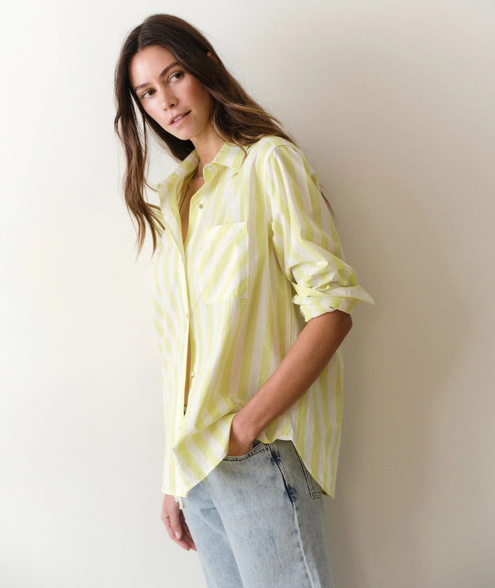 Jane Relaxed Shirt Cali Poplin Lime Stripe