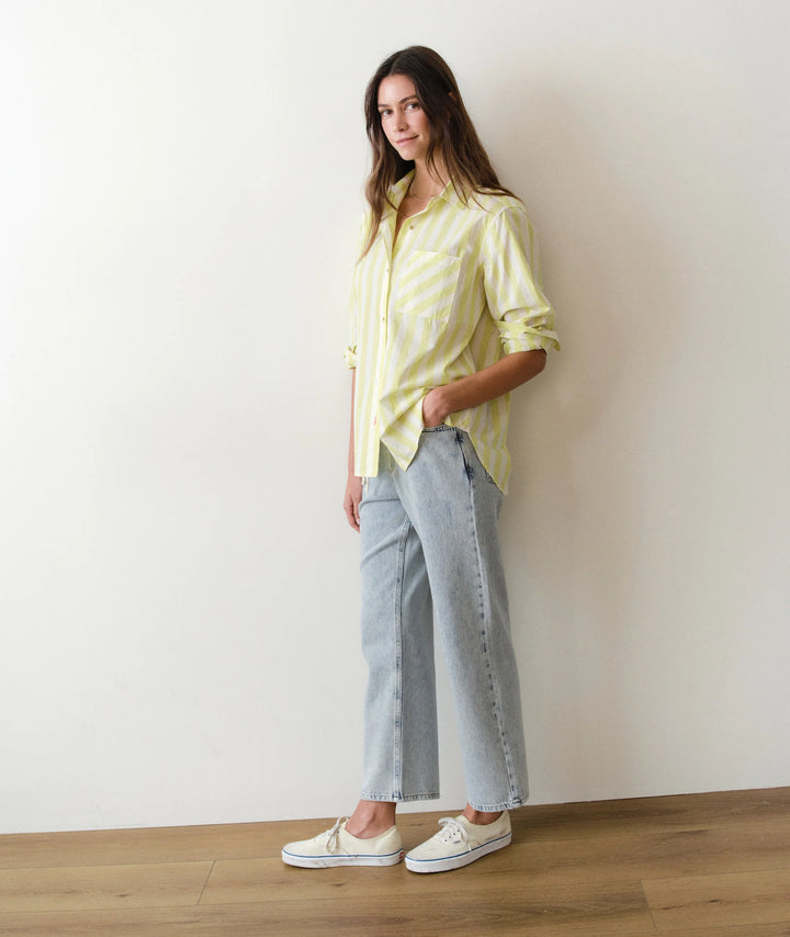 Jane Relaxed Shirt Cali Poplin Lime Stripe
