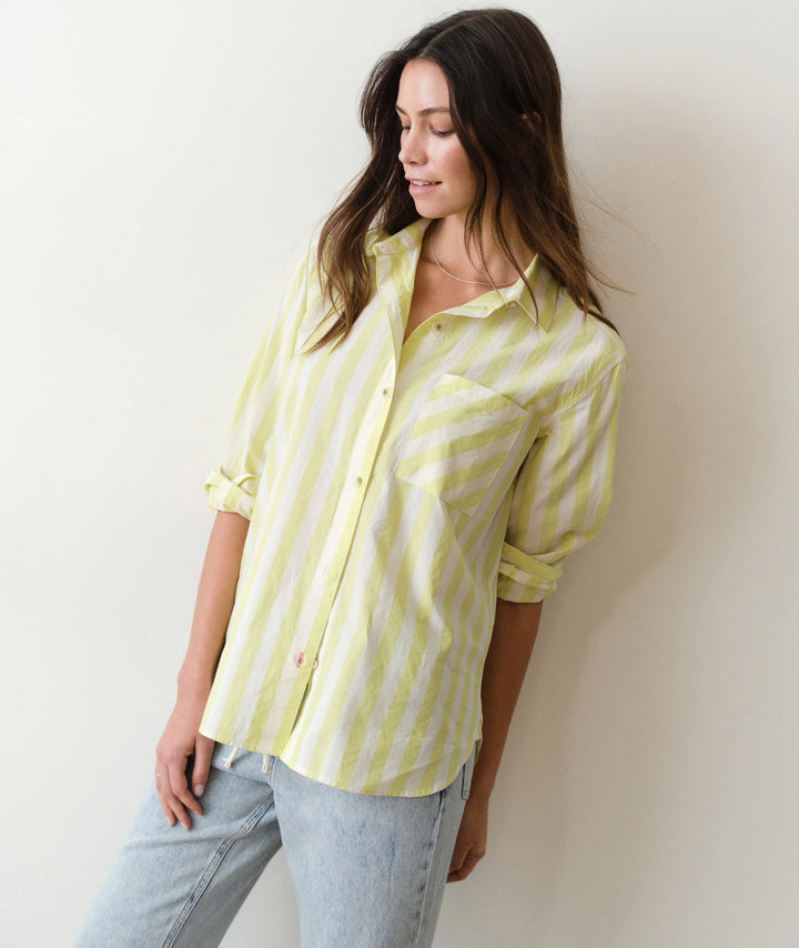Jane Relaxed Shirt Cali Poplin Lime Stripe