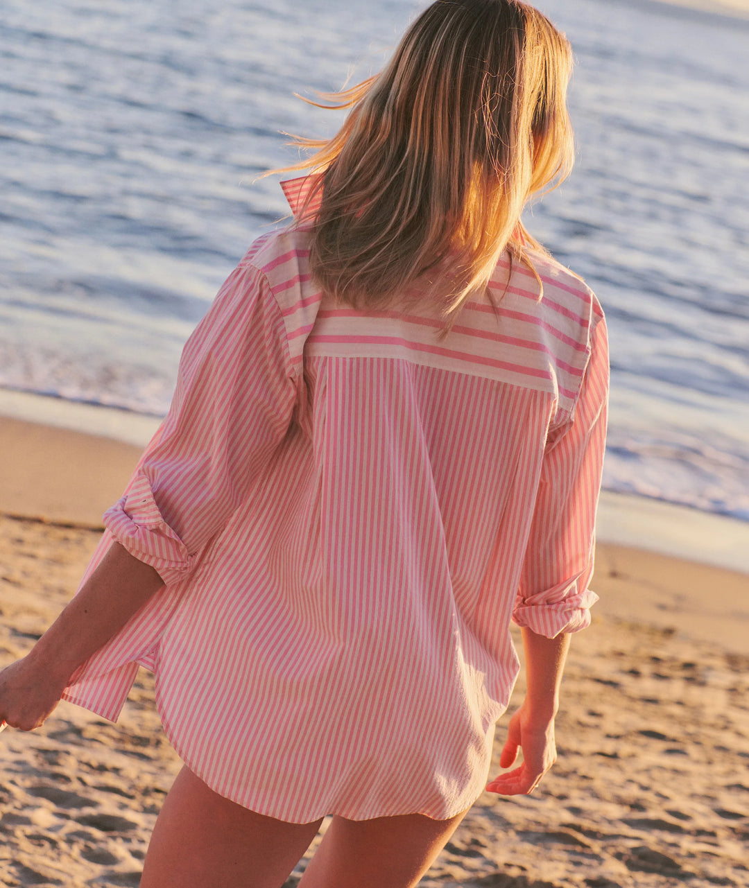 Jane Relaxed Shirt Cali Poplin Pink Stripe
