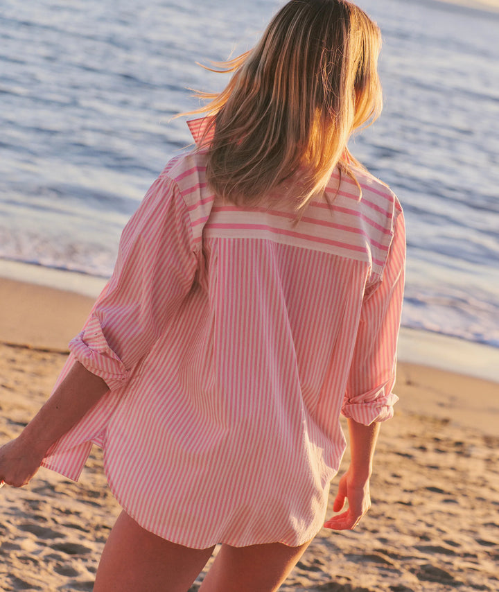 Jane Relaxed Shirt Cali Poplin Pink Stripe