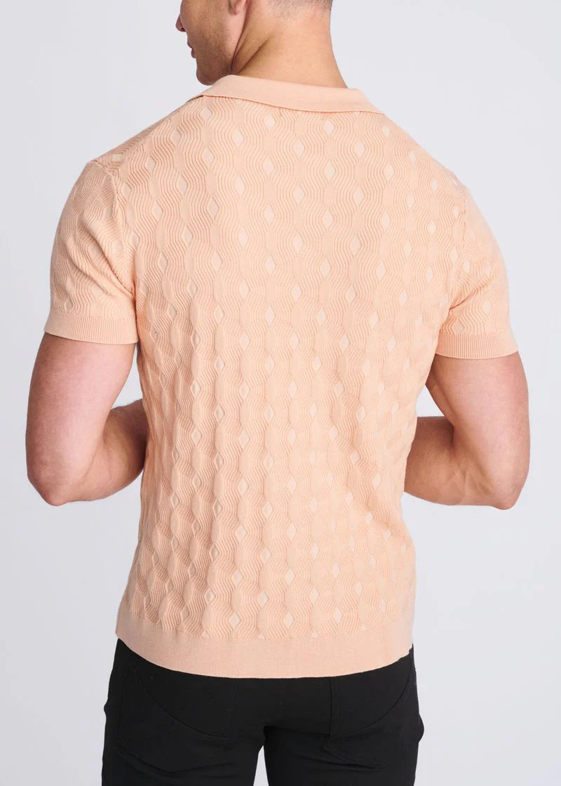 Sherbet Textured Silk/Tencel 3-Button Knit Polo PM-16319