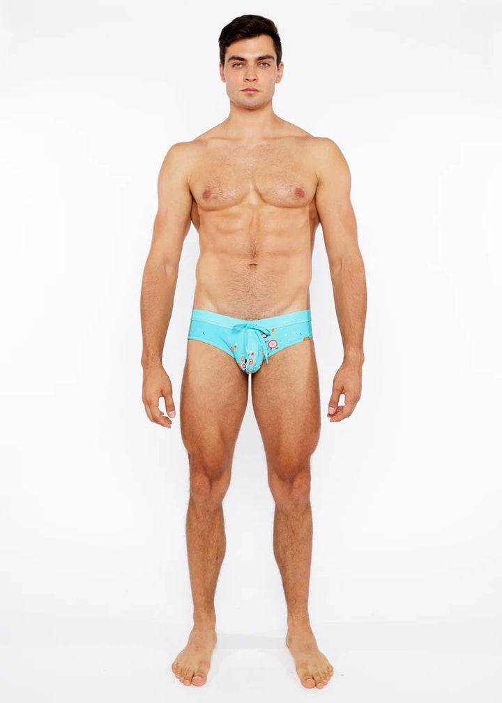 Sky/Multi Circle Bursts Printed Swim Brief St-8015-24