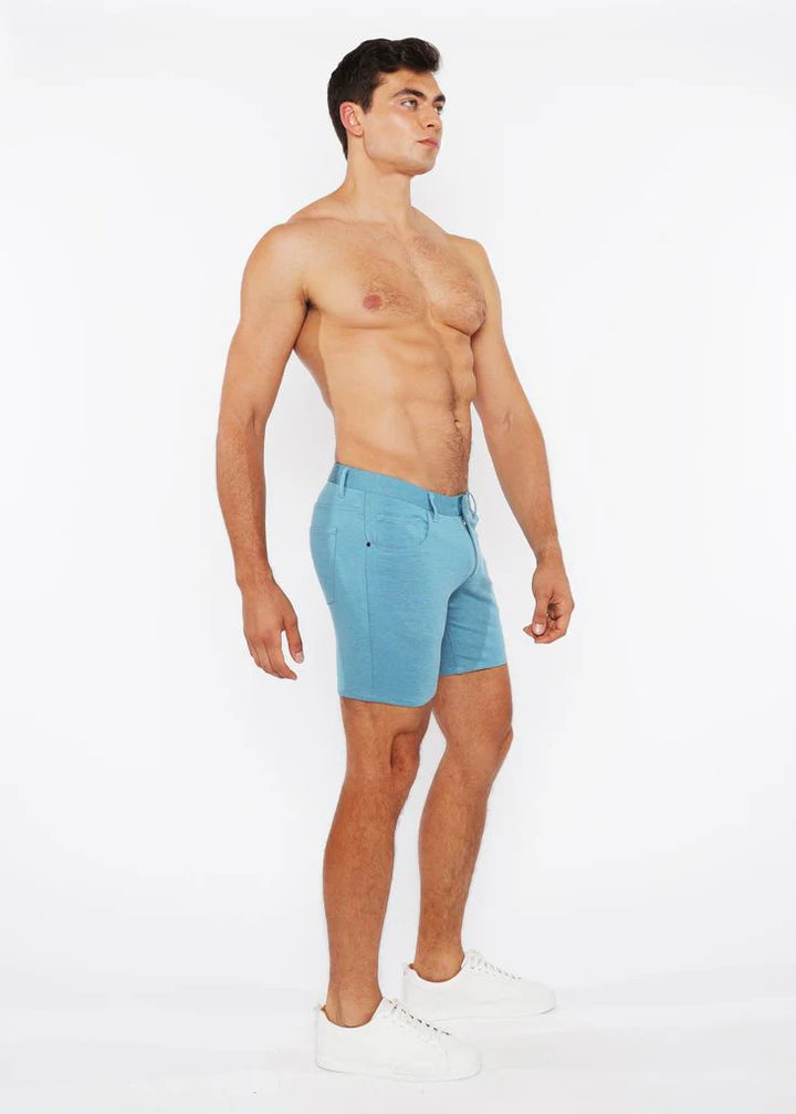 Oasis Teal 5" Inseam Solid Stretch Knit Jeans Shorts St-1932