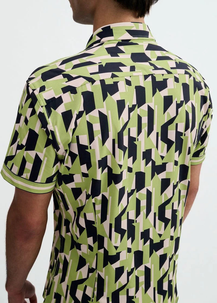 Menthol/Midnight Abstract Performance Knit Stretch Short Sleeve Shirt