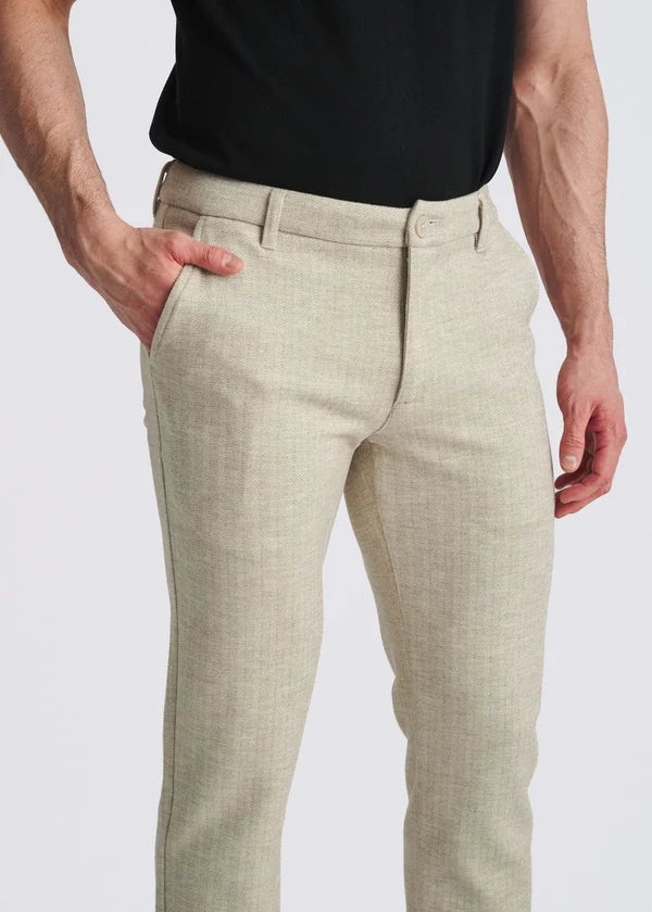 Wool-Look Stretch Knit Tailored Pants