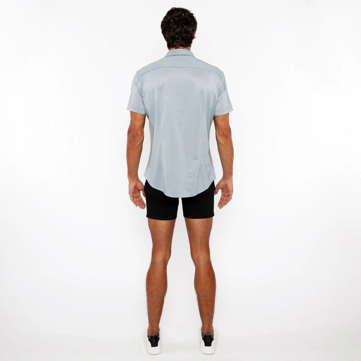 Mariner Green Solid Stretch Jersey Knit Short Sleeve Shirt W/Contrast Placket St-963-04