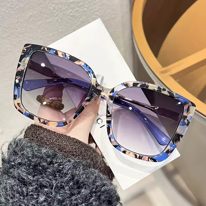 Large Square Frame Sunglasses Purple Gradient Lens