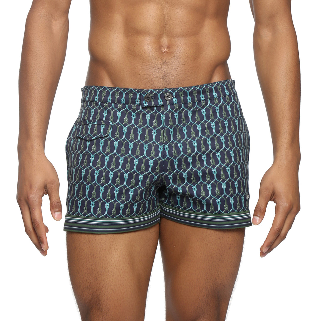 NEW- Teal Voyager Lido Printed Swim Short - Parke & Ronen