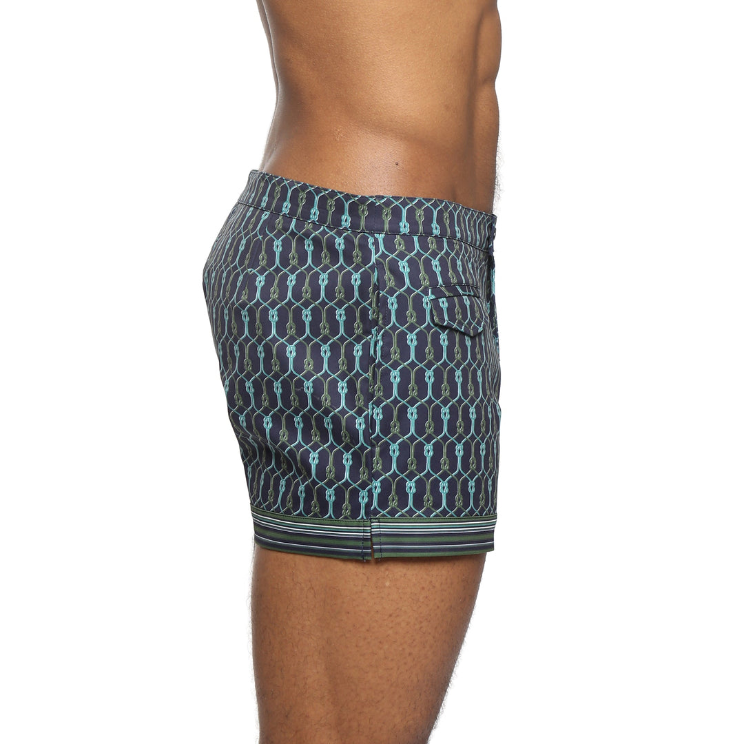 NEW- Teal Voyager Lido Printed Swim Short - Parke & Ronen