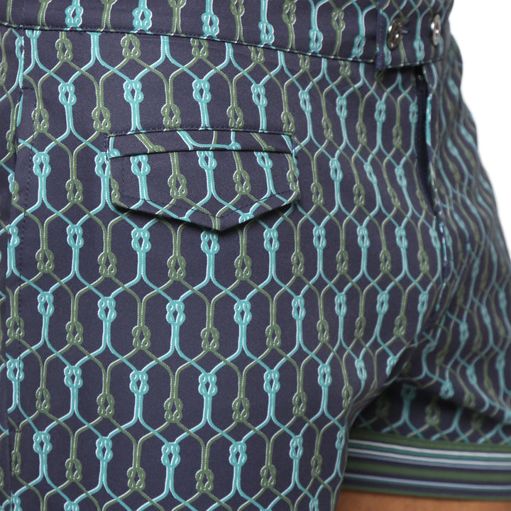 NEW- Teal Voyager Lido Printed Swim Short - Parke & Ronen