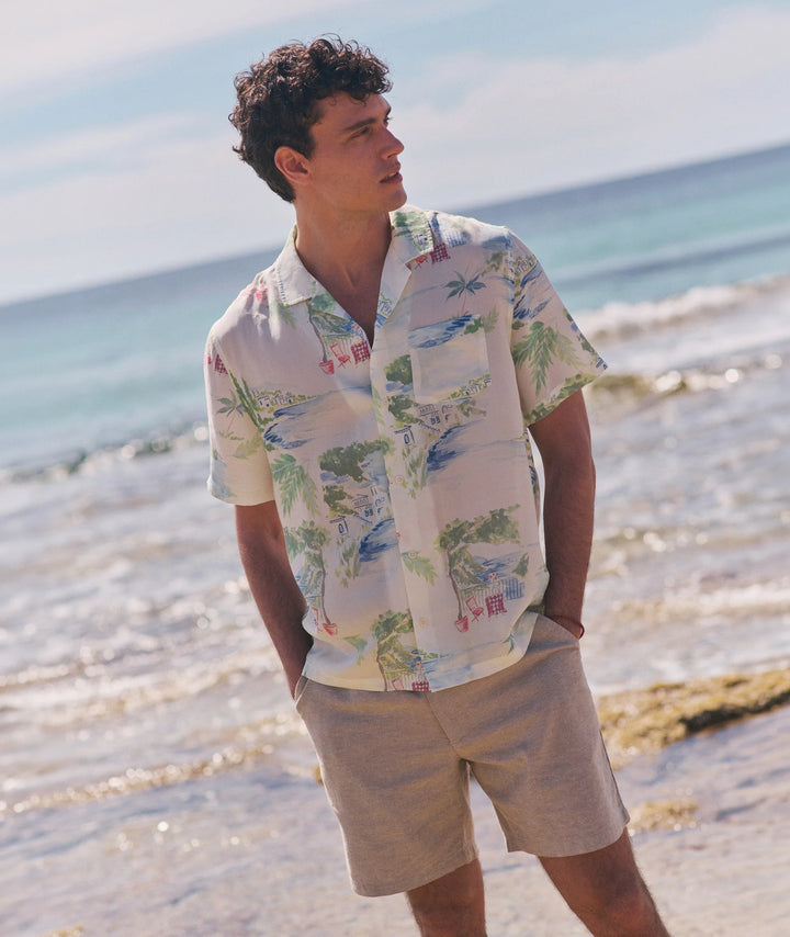 Luzio Resort Shirt Mediterranean Coastline Print
