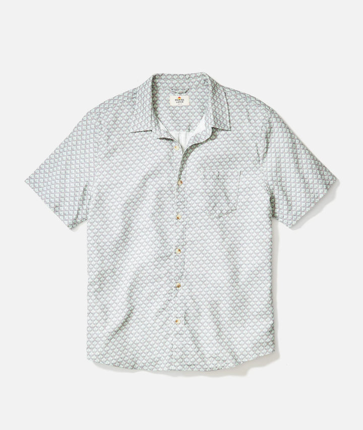 Classic Stretch Selvage Shirt Light Blue Agave Print