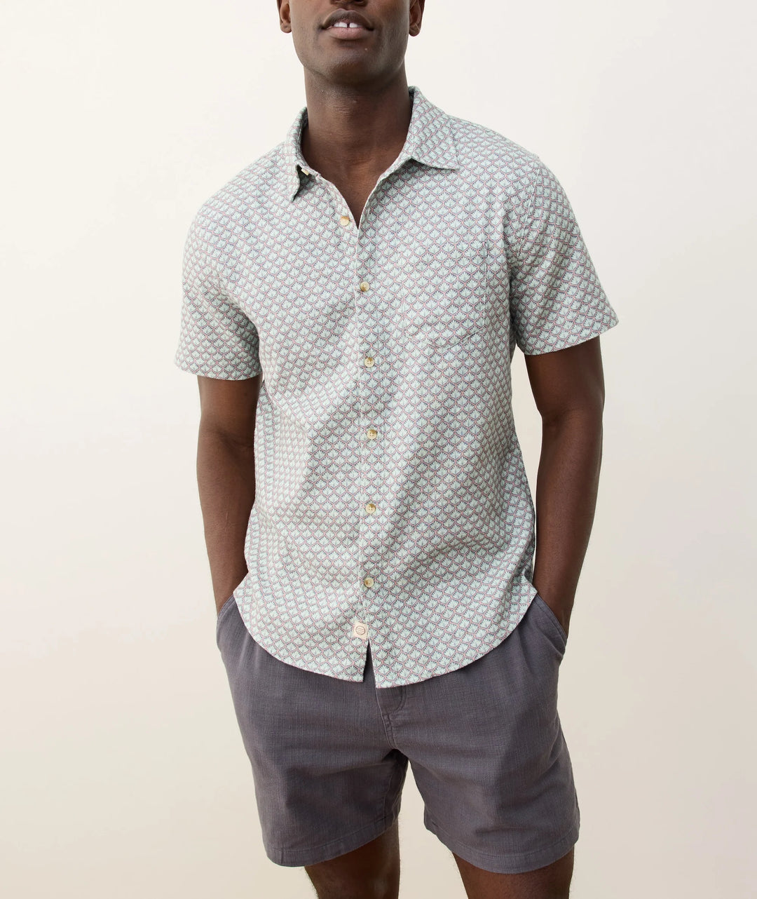 Classic Stretch Selvage Shirt Light Blue Agave Print