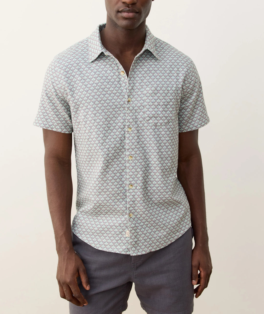 Classic Stretch Selvage Shirt Light Blue Agave Print