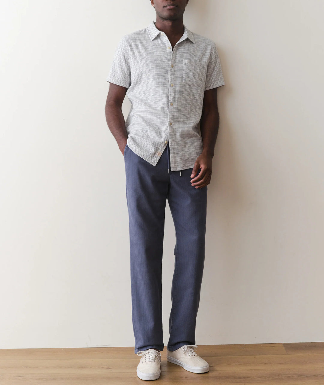 Classic Stretch Selvage Shirt Blue Mini Stripe