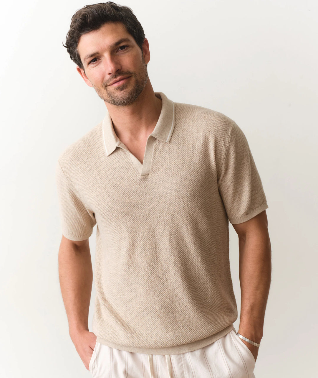Greyson Sweater Polo Taupe
