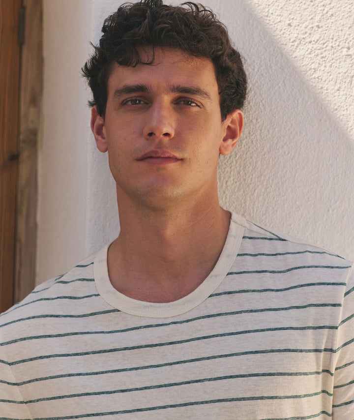 Relaxed Hemp Cotton Tee White/Mediterranea Stripe