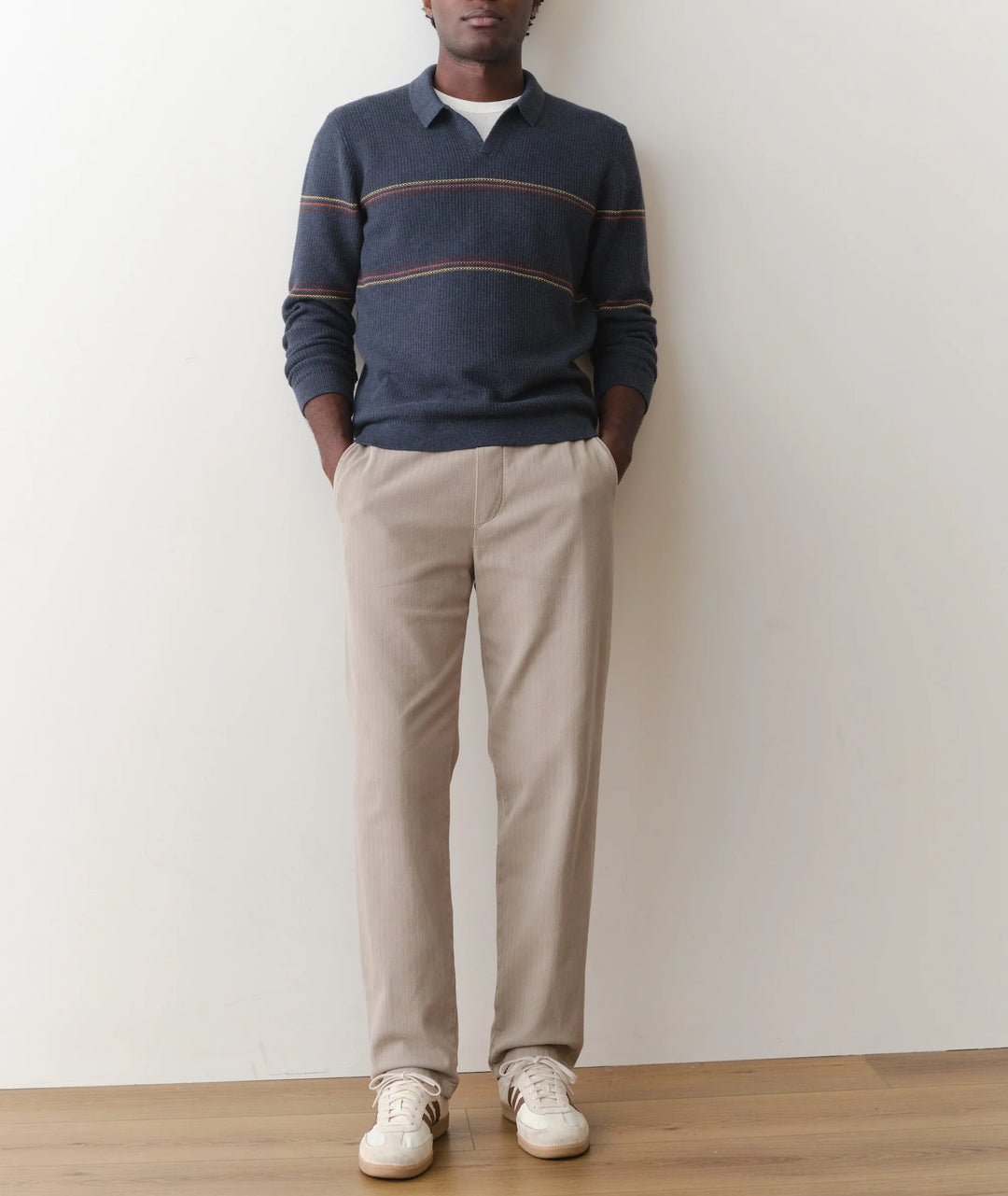 Liam Sweater Polo Navy Sunset Stripe