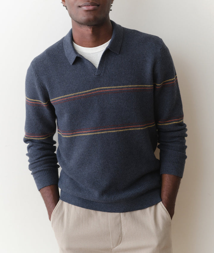 Liam Sweater Polo Navy Sunset Stripe