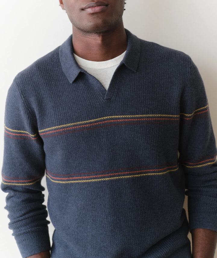 Liam Sweater Polo Navy Sunset Stripe