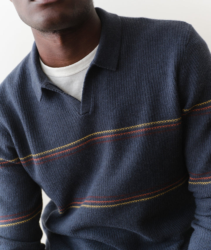 Liam Sweater Polo Navy Sunset Stripe