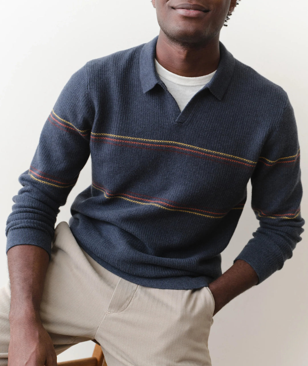 Liam Sweater Polo Navy Sunset Stripe