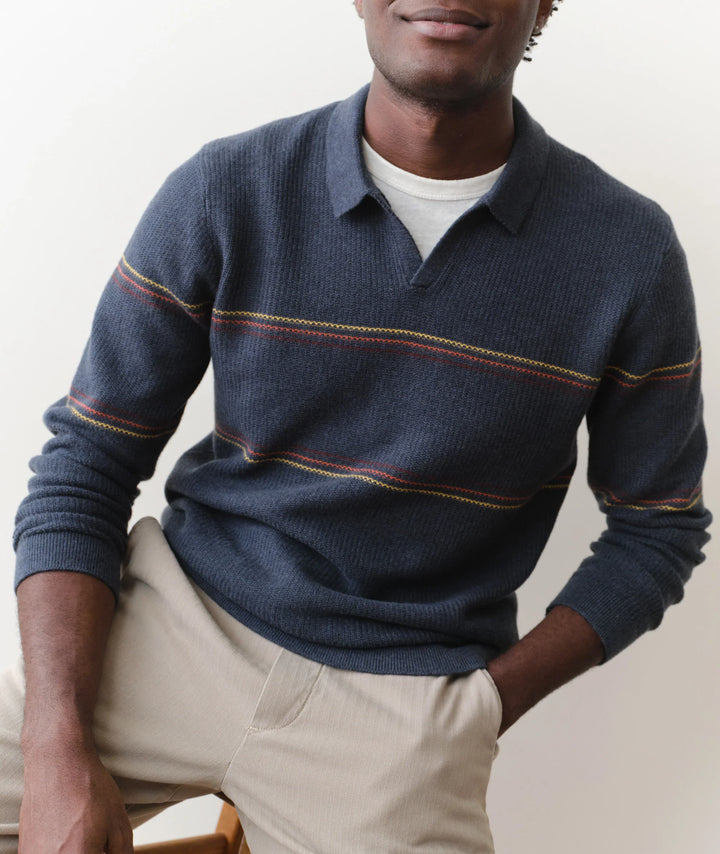 Liam Sweater Polo Navy Sunset Stripe