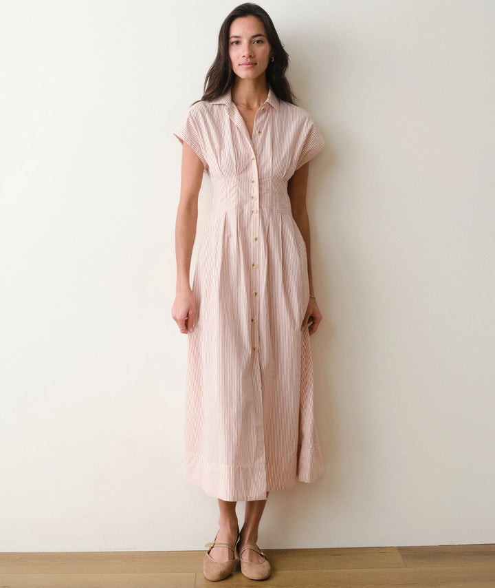 Nova Midi Shirt Dress Rust/White Stripe