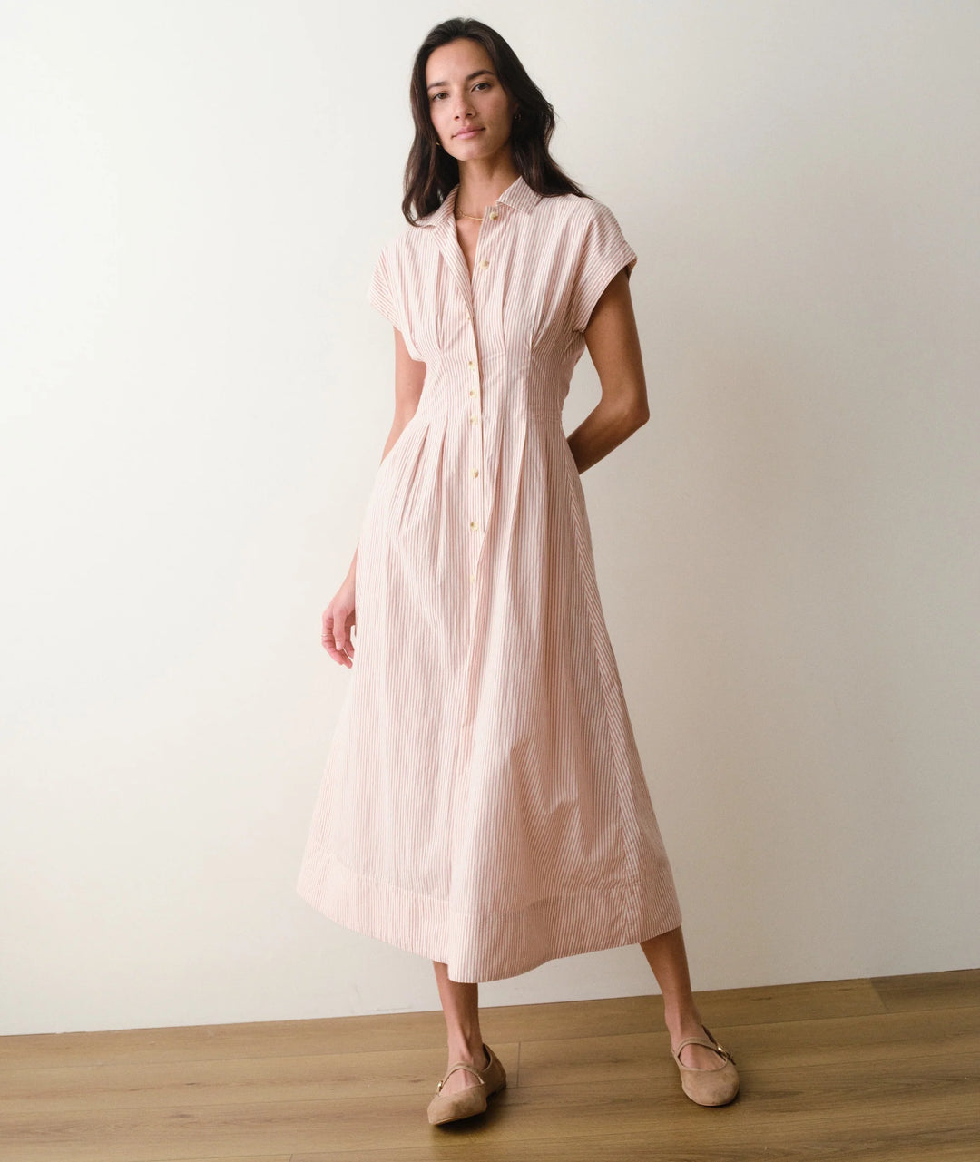 Nova Midi Shirt Dress Rust/White Stripe