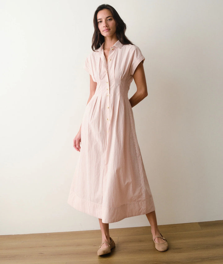 Nova Midi Shirt Dress Rust/White Stripe