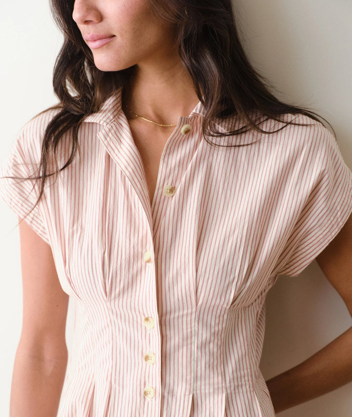 Nova Midi Shirt Dress Rust/White Stripe